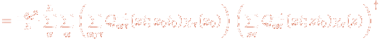 =\frac{-6 c^2}{L} \sum \limits_{x}^{L} \sum \limits_{\alpha}
\left(\sum\limits_{x_0 \gamma}Q^{-1}_{\alpha \gamma}(x t; x_0 t_0)\chi_\gamma(x_0)
\right)\left(\sum\limits_{z \epsilon}Q^{-1}_{\alpha \epsilon} (x t; zt_0)
\chi_\epsilon(z)\right)^\dag